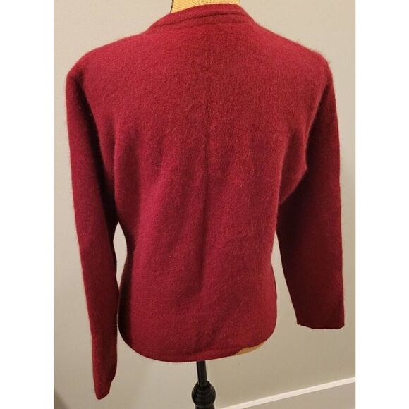 Possumdown Button Down Sweater Cardigan Merino Wool Burgundy Red Sz Large - Picture 6 of 11